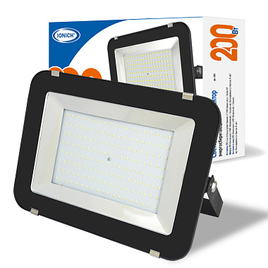 Прожектор светодиодный 200Вт 6500К IP65 17500Лм черный Ionich 1658