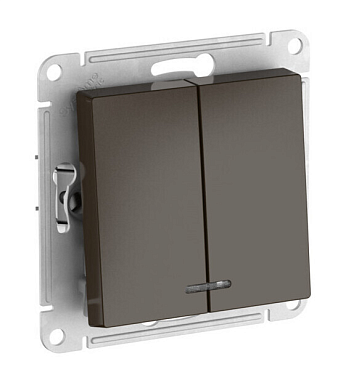 Выключатель 2 СП 10АХ с подсв. сх.5а механизм безвинт. зажим SE AtlasDesign мокко