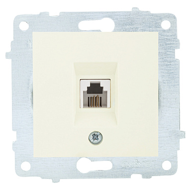 Розетка 1 СП телефонная RJ11 механизм Ovivo крем
