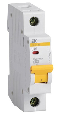 Автоматический выключатель 1P  16A (B) 4,5kA ВА 47-29 IEK