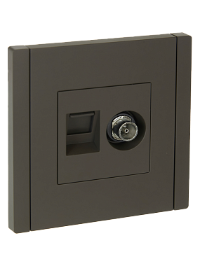 Розетка 1 СП TV+комп.RJ45 кат.6 IEK FP337 Forte&Piano серый