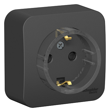 Розетка с заземлением 1 ОП 16А с з/шт (изол.пл.) компакт SE Blanca антрацит
