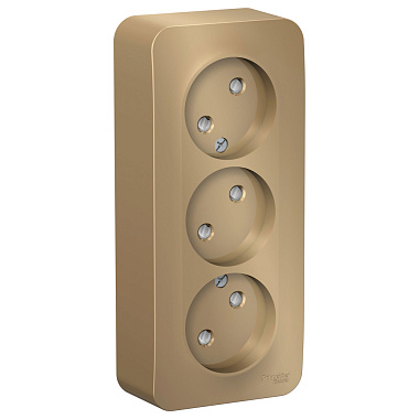 Розетка 3 ОП 16А с з/шт (изол.пл.) SE Blanca титан