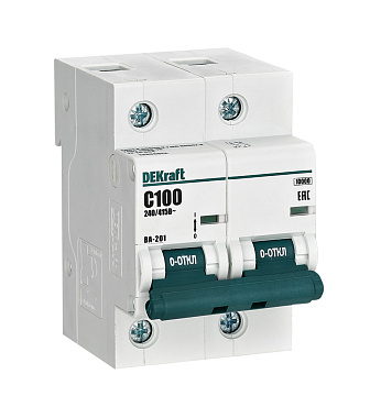 Автоматический выключатель 2P 100A (C) 10kA ВА201 DEKraft
