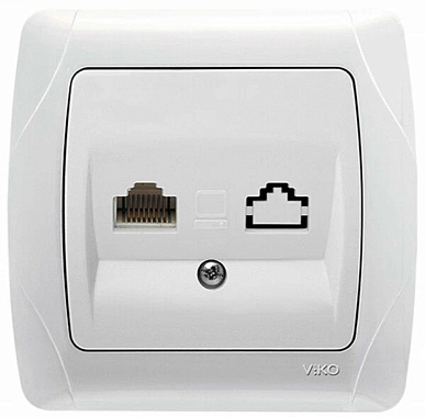 Розетка 1 СП комп. RJ45 кат.6 + гнездо Viko Carmen белый