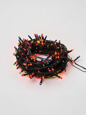 Гирлянда с контроллером 15м 300 миниламп накаливания разноцветный свет провод зеленый ТМ Uniel