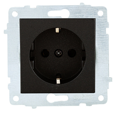 Розетка с заземлением 1 СП 16А механизм Ovivo черный металлик