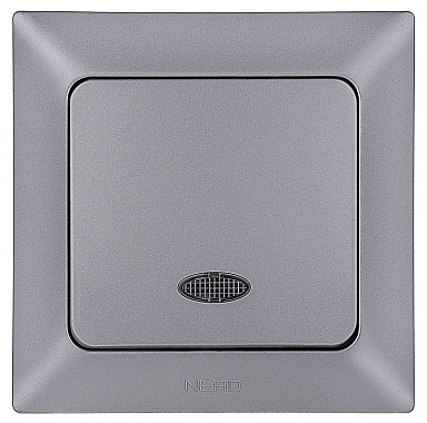 Выключатель 1 СП 10А с подсв. Ne-ad Aras серебро