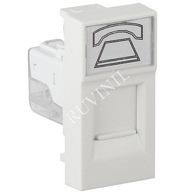 Розетка модульная телефонная RJ-11 1 модуль Рувинил белый