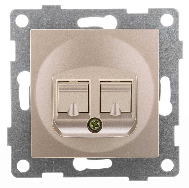 Розетка 1 СП комп. RJ45 кат.5e + телеф.RJ12 механизм Gusi Electric Ugra шампань