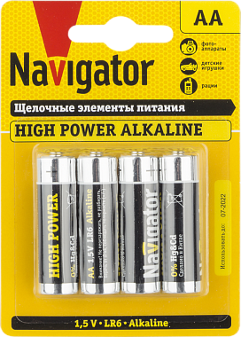 Элемент питания (AA) щелочной LR6 Alkaline 1,5V 4BL Navigator 94 753