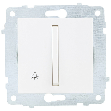 Выключатель 1 СП 10А кнопочный узкая клавиша механизм Ovivo белый