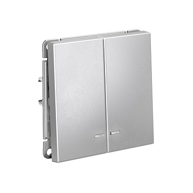 Выключатель 2 СП 10АХ с подсв. сх.5а механизм безвинт. зажим SE ArtGallery алюминий