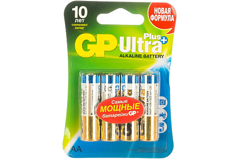 Элемент питания GP Ultra Plus Alkaline 15А АA - 4 шт. на блистере