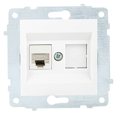 Розетка 1 СП комп. RJ45 кат.6 механизм Ovivo белый