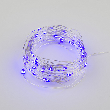 Гирлянда светодиодная на бат. 2AA (не в/к) «Роса» 5м 50 светодиод. фиолетовый свет провод медный TM Uniel